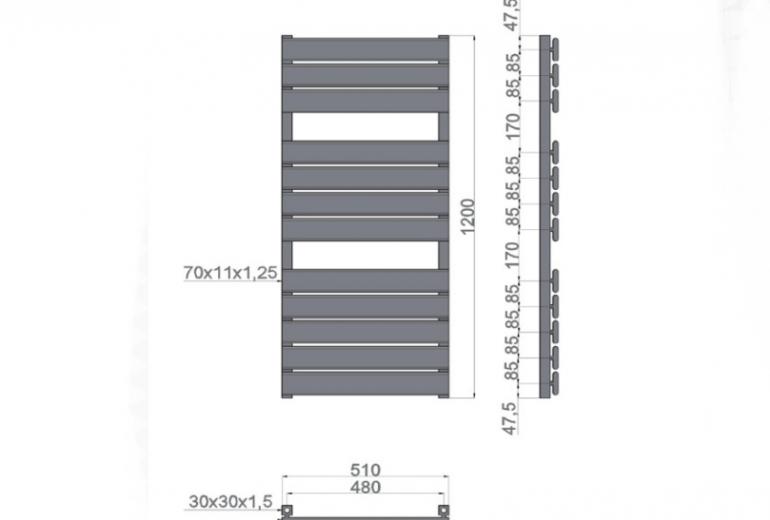 Radiator Marcello 1200 Krom 120x51