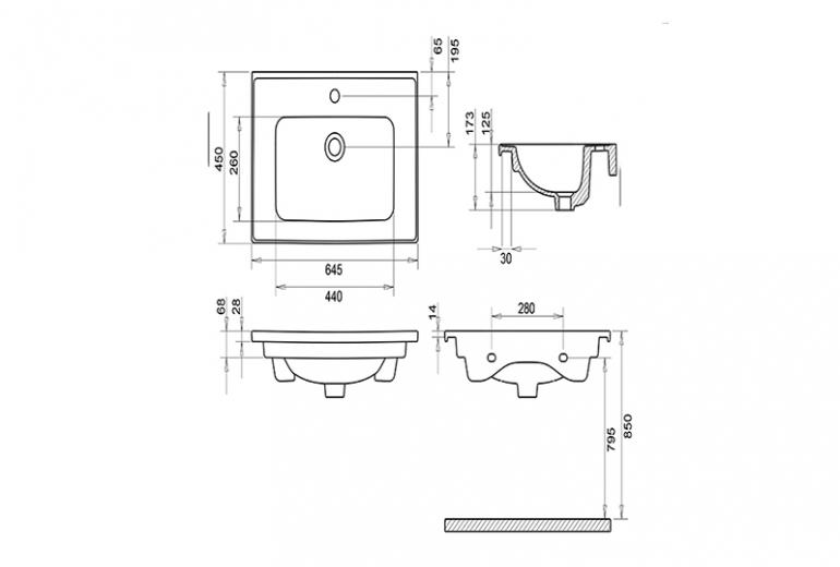 Umivalnik Bella 65
