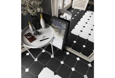 Octagon Negro Mat 20x20