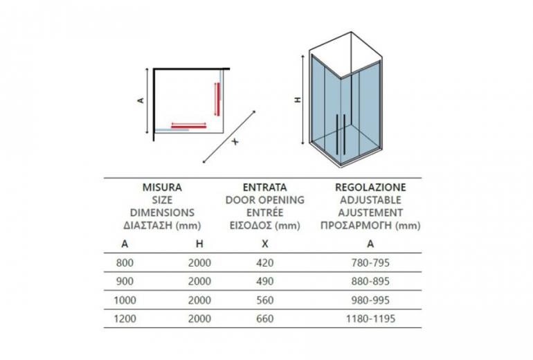 Tuš kabina Santorini 100 Nero - 100x100