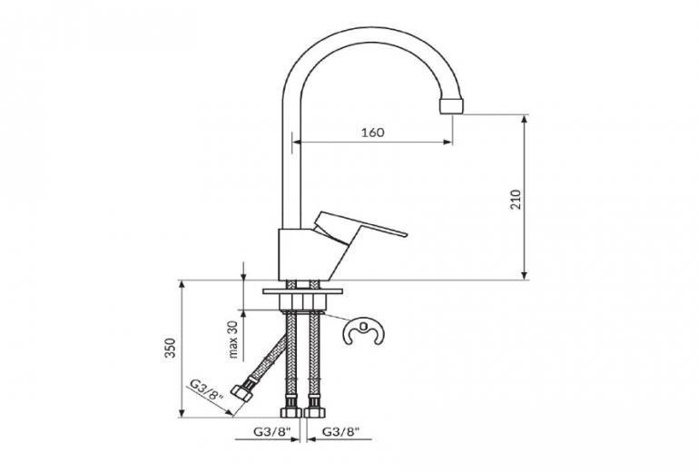 Kuhinjska armatura Smart visoka 3 cevi
