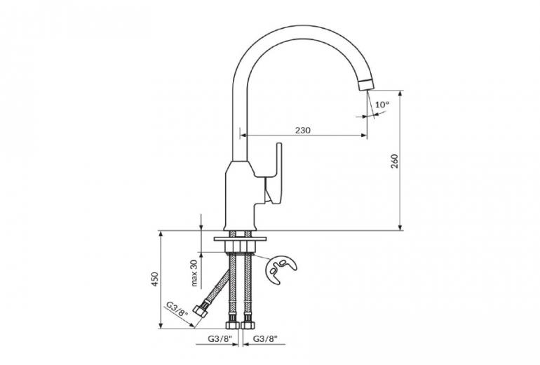 Kuhinjska armatura B2-23 visoka 3 cevi