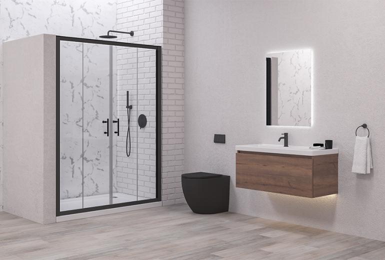 Tuš vrata Flora 600 Nero 150x190