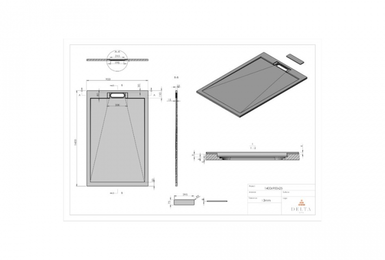 Tuš kad Stone 100x140 bela