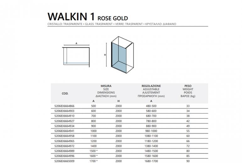 Tuš stena Walkin 1 Rose Gold 50x200