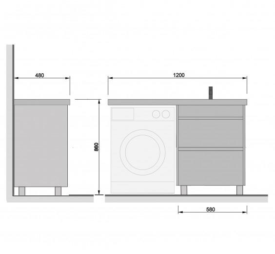 Omarica z umivalnikom Wing 60W R talna