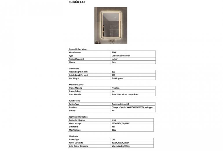 Kiara 60x80 LED Fog free