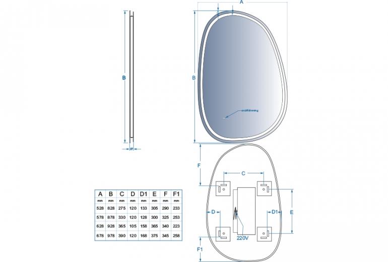 Ogledalo Anella 55x85 Hands & Fog Free