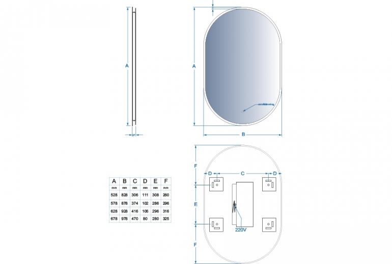 Ogledalo Eliza 55x85 Hands & Fog Free