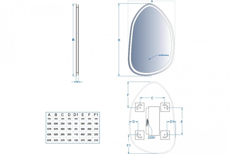 Ogledalo Fiore 55x85 Hands Free