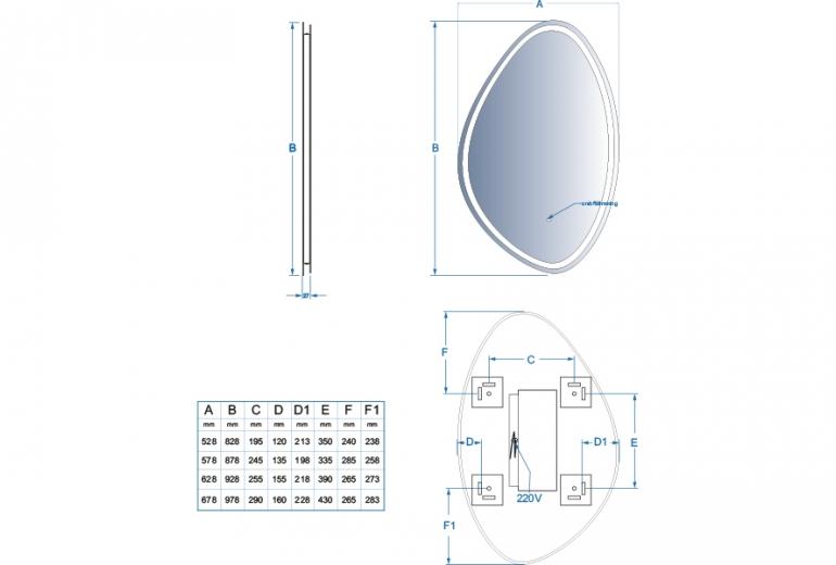 Ogledalo Malva 60x90 Hands & Fog Free