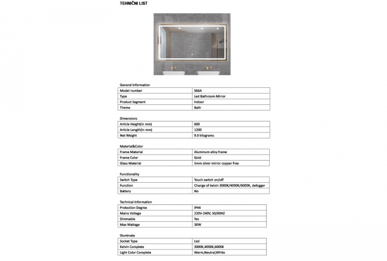 Kiara 120 Oro LED Fog free