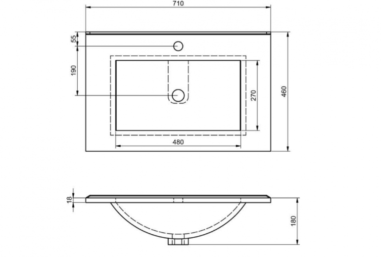 Umivalnik Flat 70