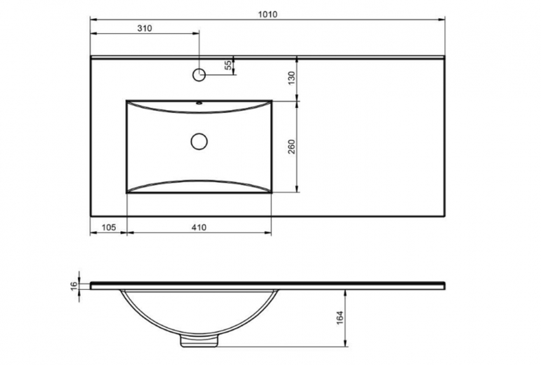 Umivalnik Flat 100 Left Basin